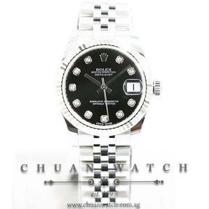 Rolex Boys DateJust 31mm 178274 Black Diamonds