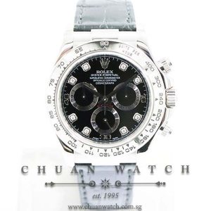 Rolex Cosmograph Daytona White Gold 116519 Black Diamonds - Discontinued