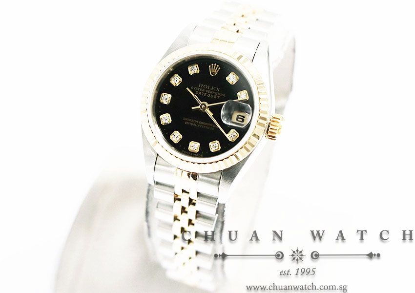 Rolex Ladies DateJust Two-Tone 26mm 69173 Black Diamonds - Discontinued - Image 2