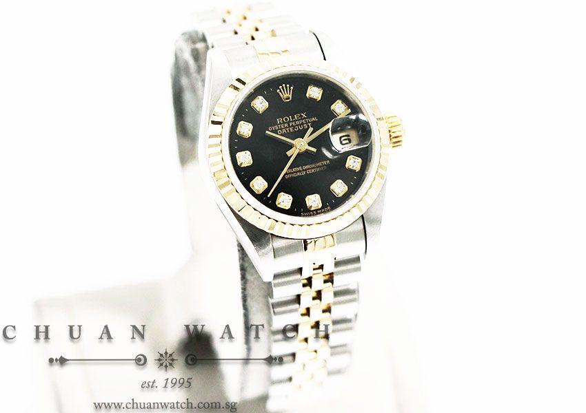 Rolex Ladies DateJust Two-Tone 26mm 69173 Black Diamonds - Discontinued - Image 3
