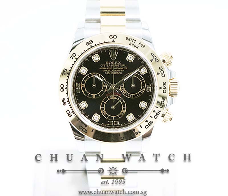 Rolex Cosmograph Daytona Two-Tone 116503 Black Diamonds