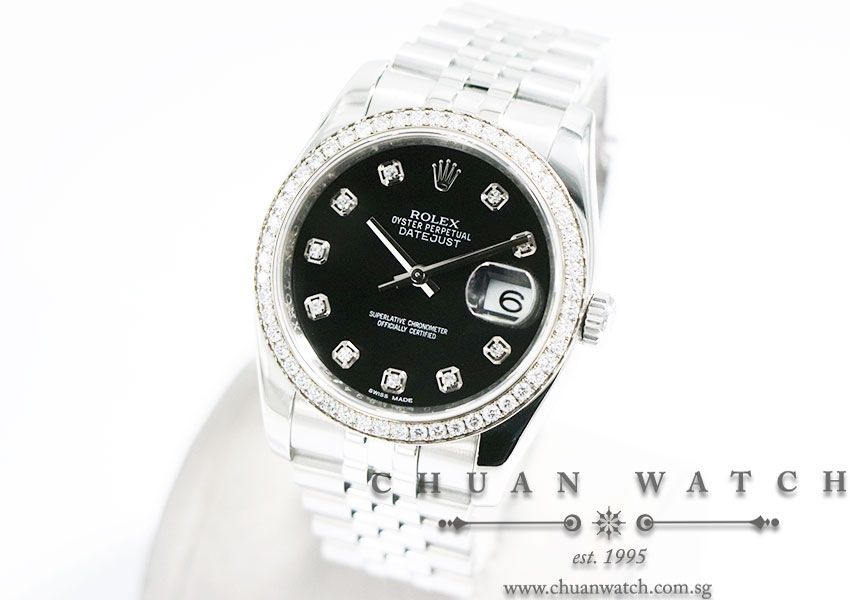 Rolex Gents DateJust 36mm 116244 Black Diamonds - Discontinued - Image 2