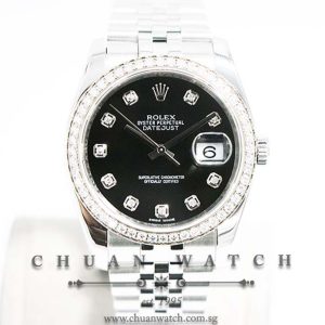 Rolex Gents DateJust 36mm 116244 Black Diamonds - Discontinued