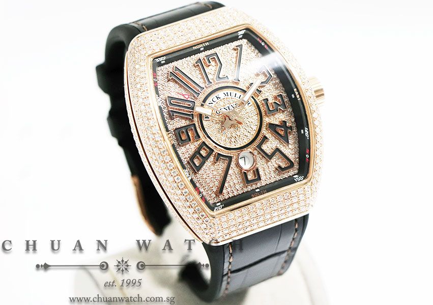 Franck Muller Vanguard Rose Gold Custom Pave-Set Diamonds V 45 SC DT 5N NR - Image 3