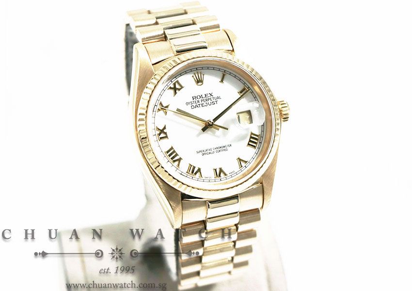Rolex Vintage Gents DateJust Yellow Gold 36mm 16018 White Roman - Discontinued - Image 3