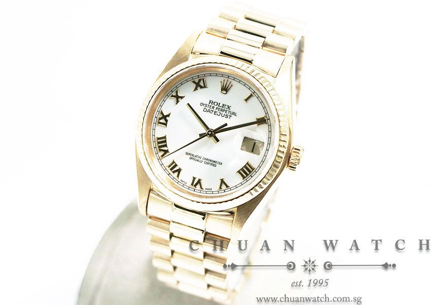 Rolex Vintage Gents DateJust Yellow Gold 36mm 16018 White Roman - Discontinued - Image 2