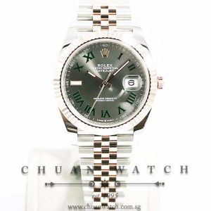 Rolex DateJust 41 Two-Tone 126331 Wimbledon Slate Sunburst Roman