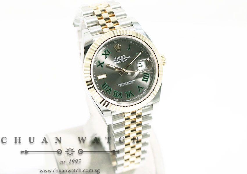Rolex DateJust 41 Two-Tone 126333 Wimbledon Slate Sunburst Roman - Image 3
