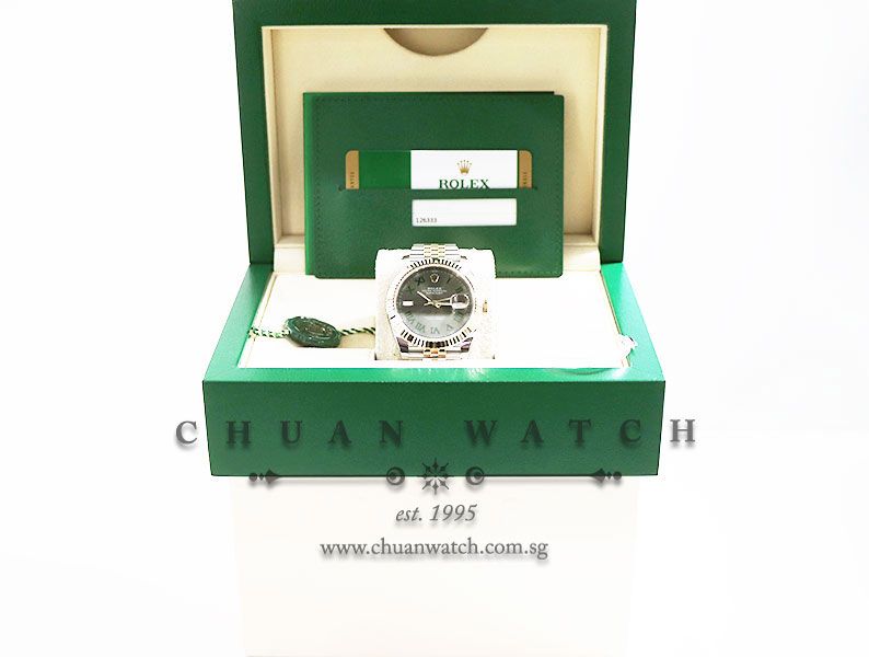 Rolex DateJust 41 Two-Tone 126333 Wimbledon Slate Sunburst Roman - Image 5