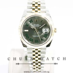 Rolex DateJust 41 Two-Tone 126333 Wimbledon Slate Sunburst Roman