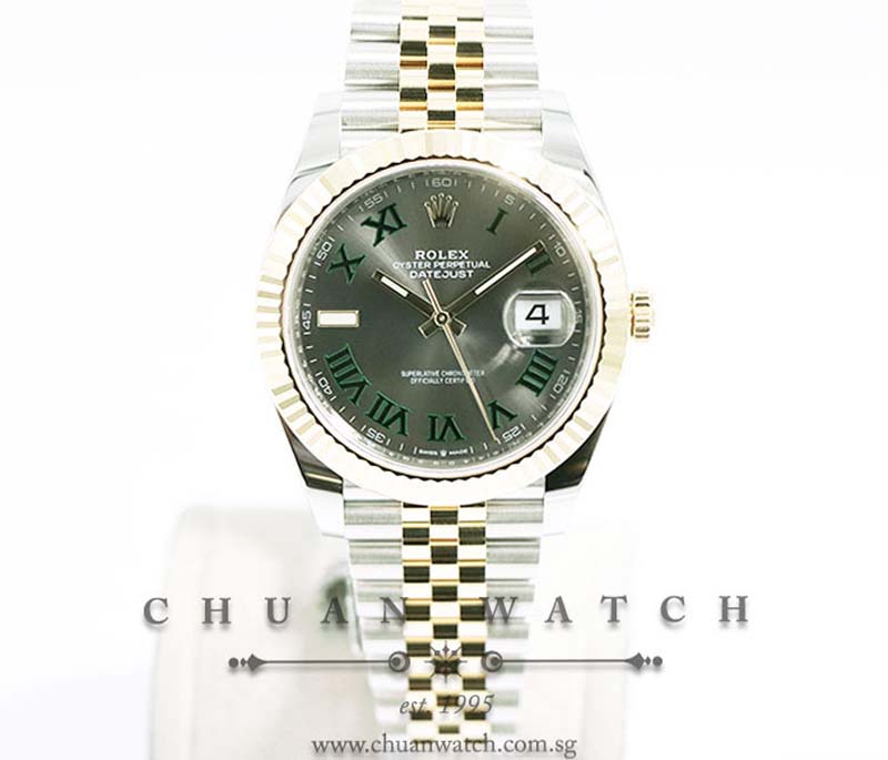 Rolex DateJust 41 Two-Tone 126333 Wimbledon Slate Sunburst Roman