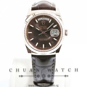 Rolex Day-Date President Rose Gold 36mm 118135 Chocolate Sunburst Index - Discontinued