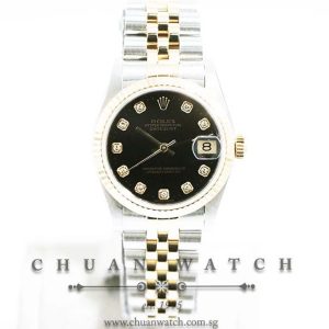 Rolex Boys DateJust Two-Tone 31mm 68273 Black Diamonds - Discontinued