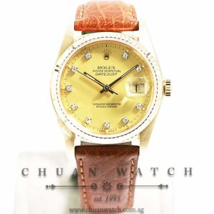 Rolex Vintage Gents DateJust Yellow Gold 36mm 16018 Matt Champagne Diamonds - Discontinued