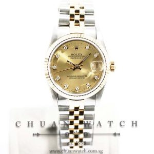 Rolex Boys DateJust Two-Tone 31mm 68273 Champagne Sunburst Diamonds - Discontinued