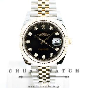 Rolex DateJust 41 Two-Tone 126333 Black Diamonds