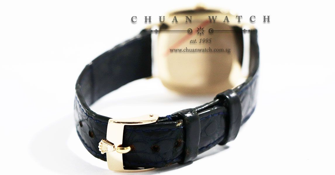 Rolex Vintage Ladies Cellini Yellow Gold 30mm 4084-8 Blue Vignette Diamonds - Discontinued - Image 4