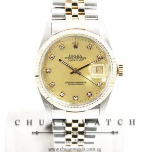 Rolex Vintage Gents DateJust Two-Tone 36mm 16013 Matte Champagne Diamonds - Discontinued