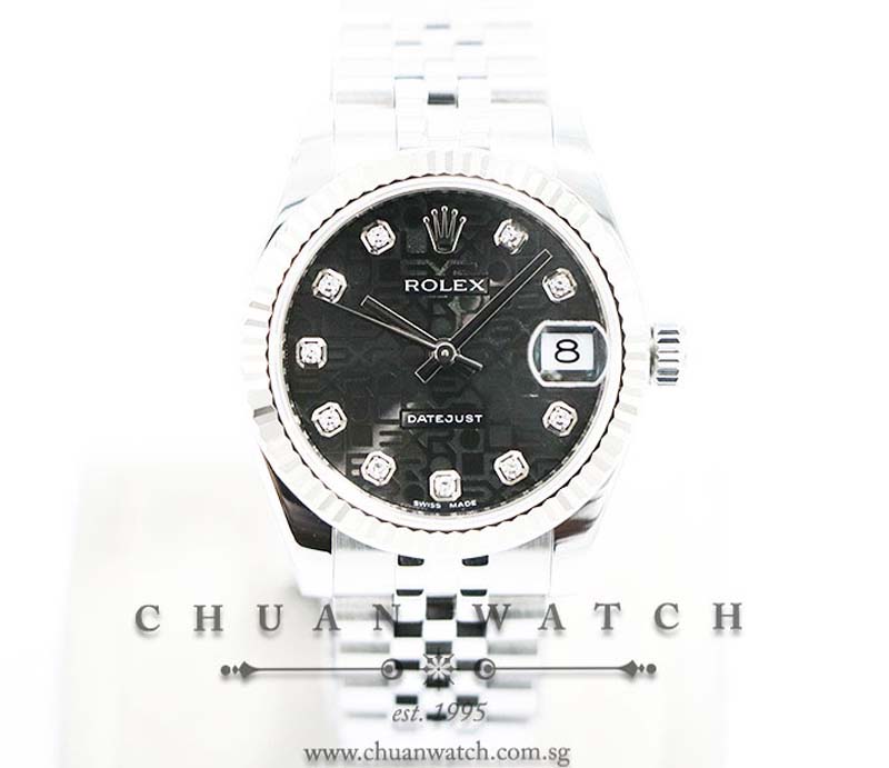 Rolex Boys DateJust 31mm 178274 Black Jubilee Diamonds - Discontinued Dial