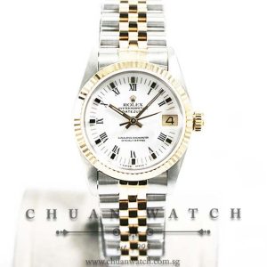 Rolex Boys DateJust Two-Tone 31mm 68273 White Painted Roman - Discontinued