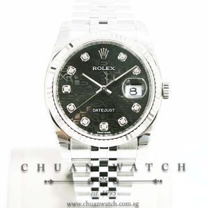 Rolex Gents DateJust 36mm 116234 Black Jubilee Diamonds - Discontinued