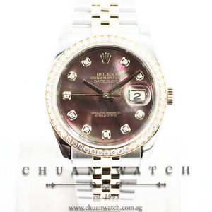 Rolex Gents DateJust Two-Tone 36mm 116243 Black MOP Diamonds - Discontinued