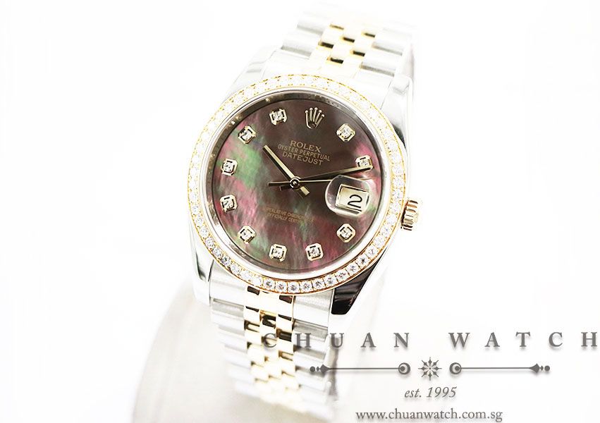 Rolex Gents DateJust Two-Tone 36mm 116243 Black MOP Diamonds - Discontinued - Image 2