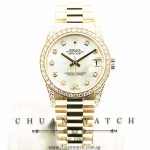 Rolex Boys DateJust President Yellow Gold 31mm 78238 White MOP Diamonds - Discontinued