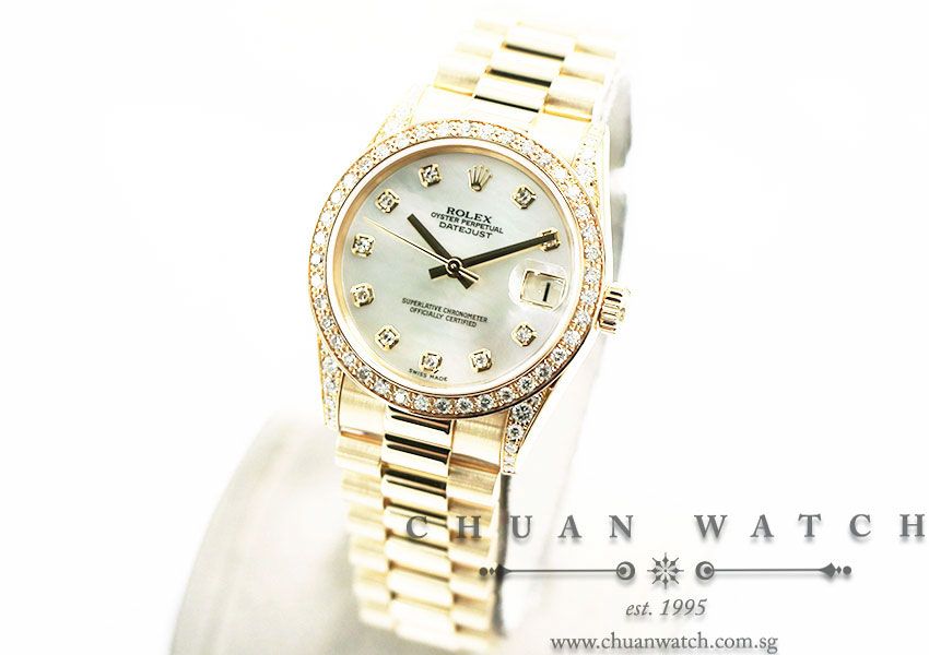Rolex Boys DateJust President Yellow Gold 31mm 78238 White MOP Diamonds - Discontinued - Image 2
