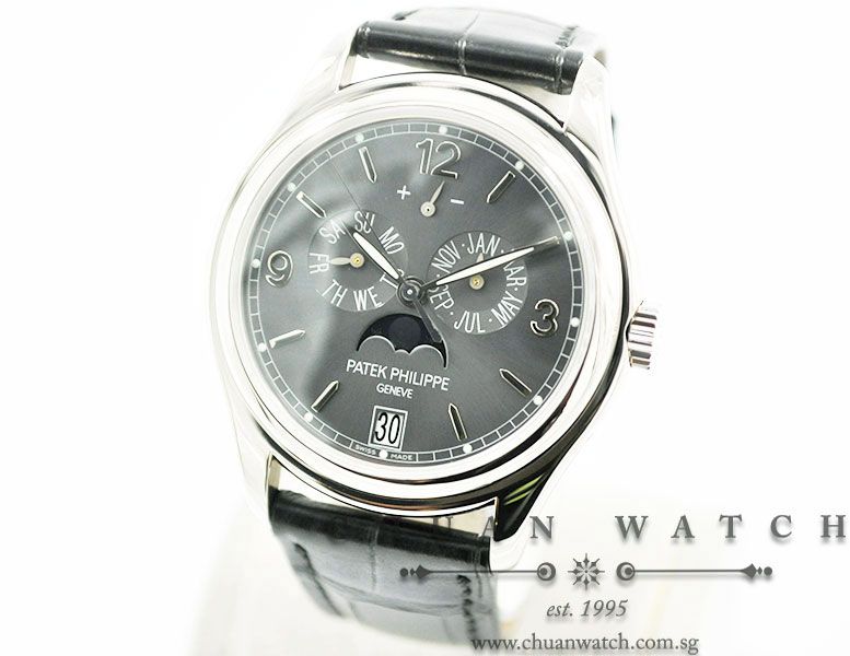 Patek Philippe Annual Calendar MoonPhase White Gold 39mm 5146G-010 Slate Grey Sunburst - Image 2