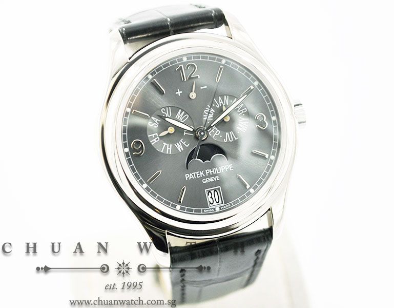 Patek Philippe Annual Calendar MoonPhase White Gold 39mm 5146G-010 Slate Grey Sunburst - Image 3