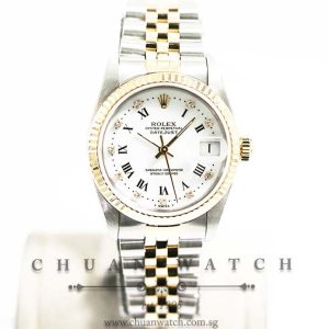 Rolex Boys DateJust Two-Tone 31mm 68273 White Painted Roman Diamonds - Discontinued