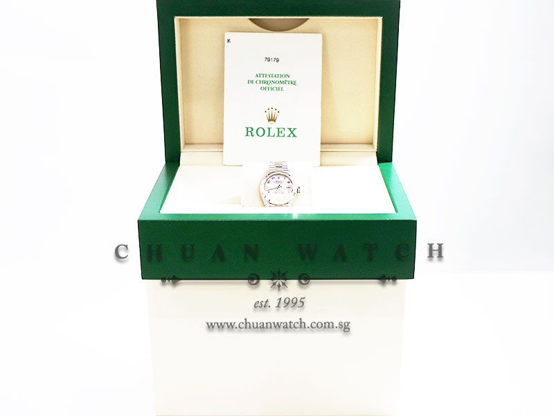 Rolex Ladies DateJust President White Gold 26mm 79179 Pink MOP Arabic - Discontinued - Image 5
