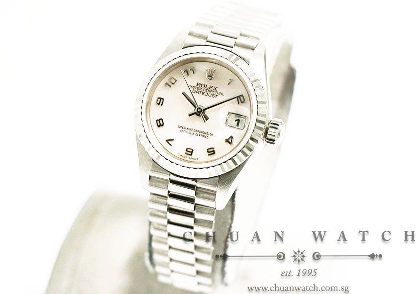 Rolex Ladies DateJust President White Gold 26mm 79179 Pink MOP Arabic - Discontinued - Image 2