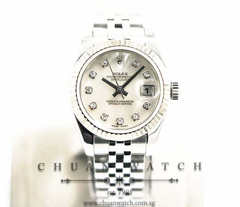 Rolex Ladies DateJust 26mm 179174 White MOP Diamonds - Discontinued