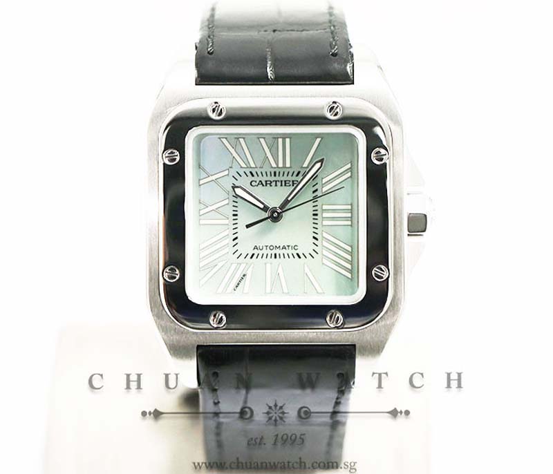 Cartier Santos 100 Midsize W20132X8 Blue MOP Roman - Discontinued