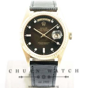 Rolex Vintage Day-Date President Yellow Gold 36mm 18038 Brown Vignette Diamonds Spider - Discontinued