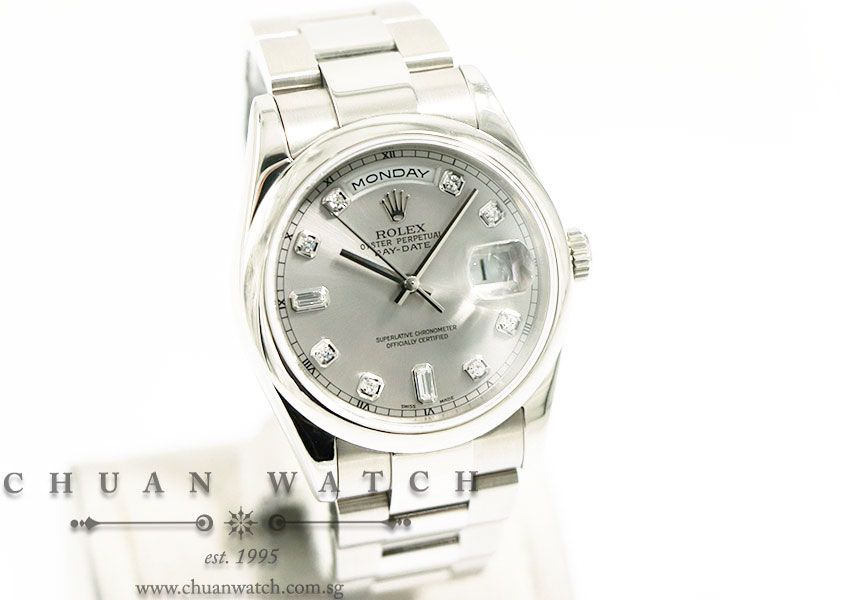 Rolex Day-Date President White Gold 36mm 118209 Rhodium Sunburst Diamonds - Discontinued - Image 3