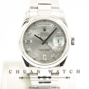 Rolex Day-Date President White Gold 36mm 118209 Rhodium Sunburst Diamonds - Discontinued
