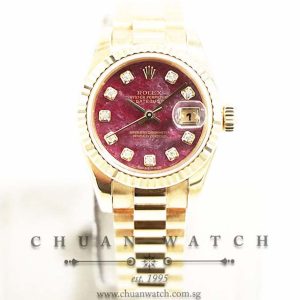 Rolex Ladies DateJust President Yellow Gold 26mm 179178 Red Sodalite Diamonds - Discontinued