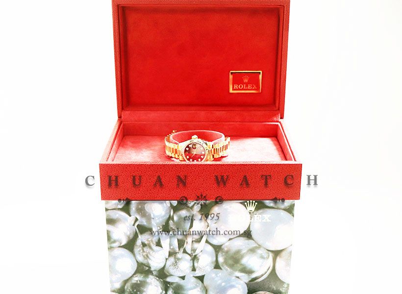 Rolex Ladies DateJust President Yellow Gold 26mm 179178 Red Sodalite Diamonds - Discontinued - Image 5