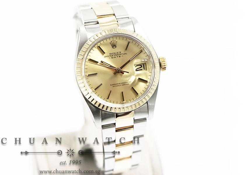 Rolex Vintage Gents Oyster Perpetual Date Two-Tone 34mm 1505 Champagne Sunburst Index - Discontinued - Image 3