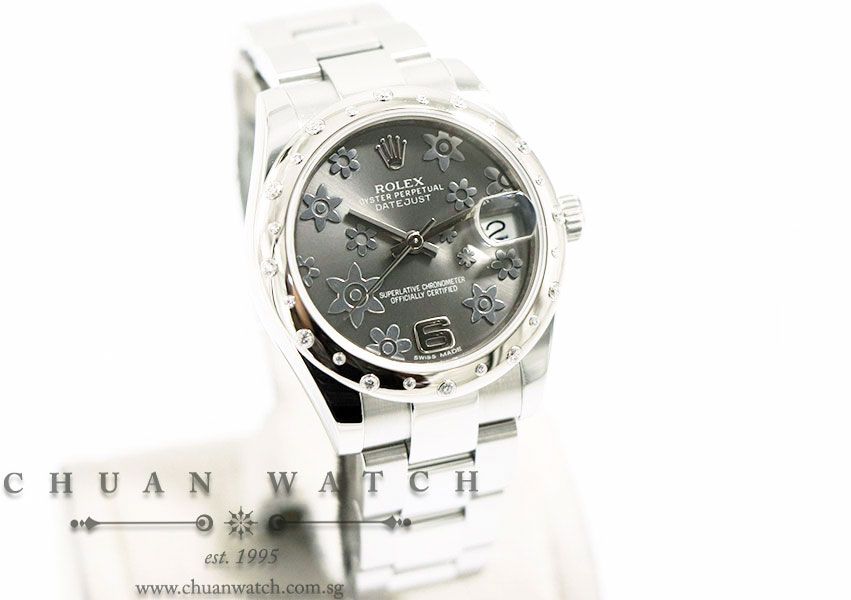 Rolex Boys DateJust 31mm 178344 Dark Rhodium Flowers Arabic.6 - Image 3