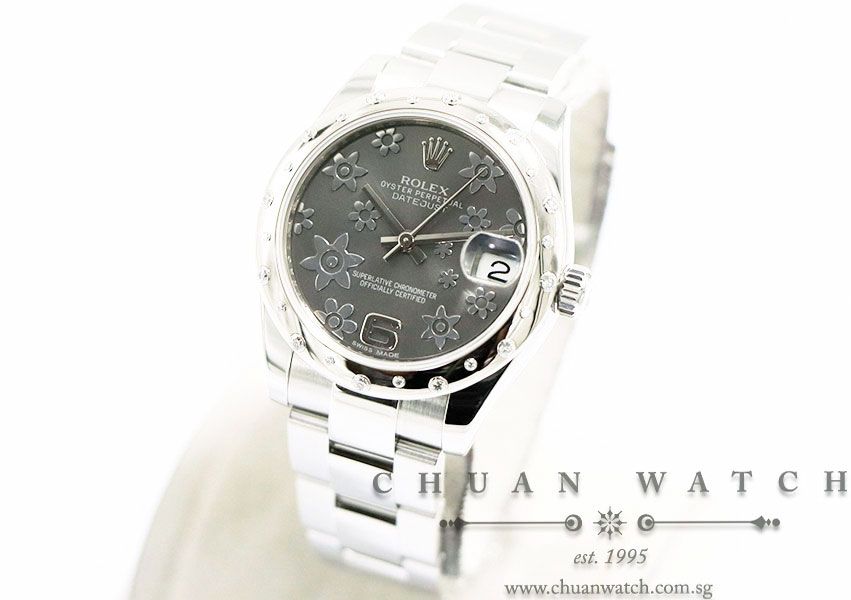 Rolex Boys DateJust 31mm 178344 Dark Rhodium Flowers Arabic.6 - Image 2