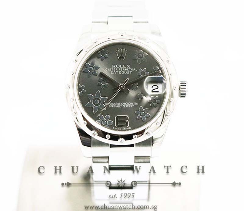 Rolex Boys DateJust 31mm 178344 Dark Rhodium Flowers Arabic.6
