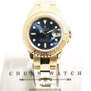 Rolex Ladies Yacht-Master Yellow Gold 29mm 69628 Blue Sunburst - Discontinued