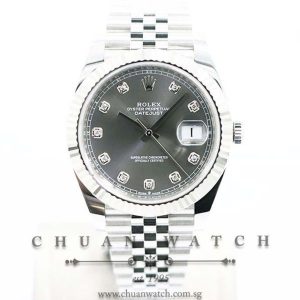 Rolex DateJust 41 126334 Dark Rhodium Sunburst Diamonds