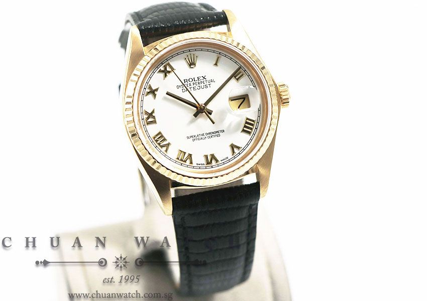 Rolex Vintage Gents DateJust Yellow Gold 36mm 16018 White Roman - Discontinued - Image 3