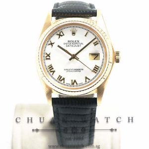 Rolex Vintage Gents DateJust Yellow Gold 36mm 16018 White Roman - Discontinued