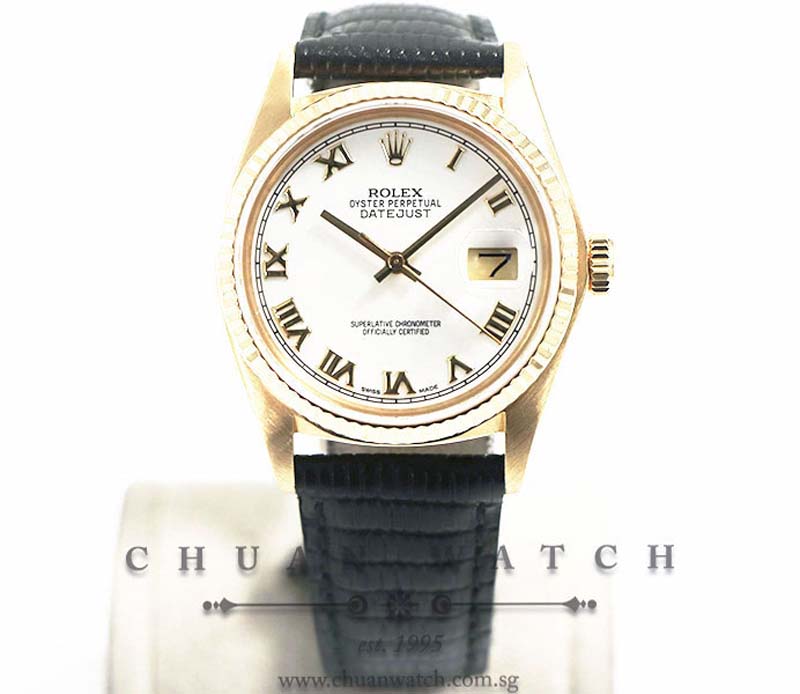 Rolex Vintage Gents DateJust Yellow Gold 36mm 16018 White Roman - Discontinued